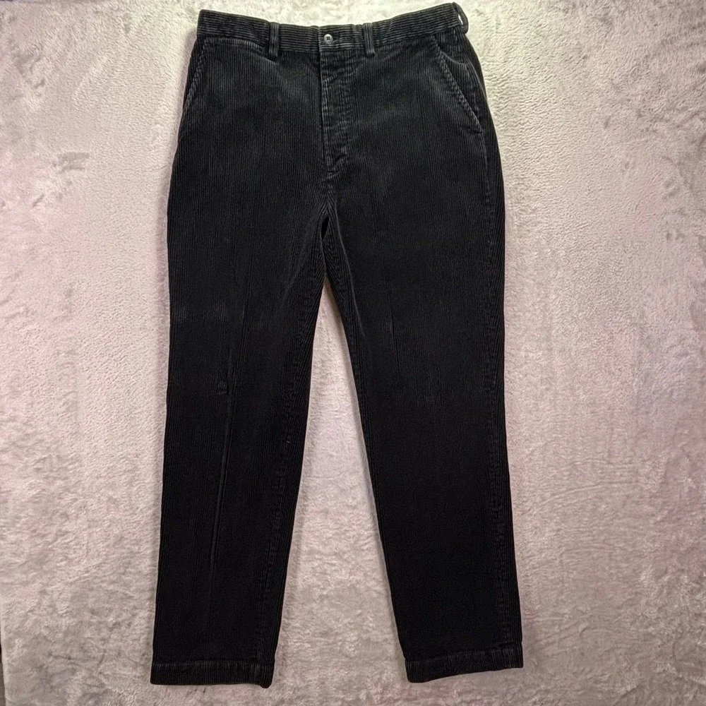 Vtg Polo Ralph Lauren Mens Pants 34/32 Black Corduroy Straight Leg 90s Hong Kong